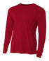 A4 Youth Cooling Performance Long Sleeve Crew (N3165), Color 'Cardinal'